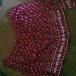 Patterned off the shoulder shirt